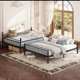 thumbnail image 4 of Leumius Queen over Queen Metal Bunk Bed with Unique Curved Guardrail Design, Round Tube Bunk Bed Frame, Metal Bunk Bed Frame for Kids Teens Adults Black, 4 of 9