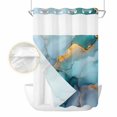 thumbnail image 2 of Marble Teal No Hook Shower Curtain Waterproof, Bathroom Curtains with Snap in Liners and See Through Top Window, Modern Ink Painting Abstract Golden Art Hotel Style Bathtub Curtains Shower 60"Wx72"L, 2 of 8