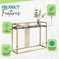  Modern Sofa Console Table with Black Faux Marble Storage Shelf & Gold