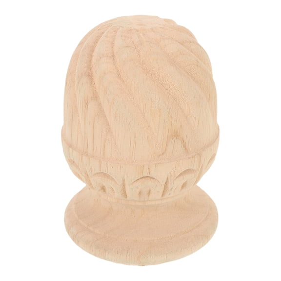 OULII Beige Decorative Wood Finials, Carved Solid Wood Staircase Post Caps, Elegant Home Décor Accessories