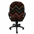 thumbnail image 3 of Aztec Office Chair Slipcover, Ethnical Zigzag Chevron Print in Earthy Tones, Protective Stretch Decorative Fabric Cover, Standard Size, Charcoal Grey Vermilion, by Ambesonne, 3 of 5