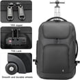 thumbnail image 4 of SWICKY RICOOI Sac à Dos à Roulettes, Sac à Dos pour Ordinateur Portable de 17 Pouces avec Roues, Bagage Cabine Résistant à l'Eau avec Ports USB‐C, Valise à Roulettes pour Moi, 4 of 8