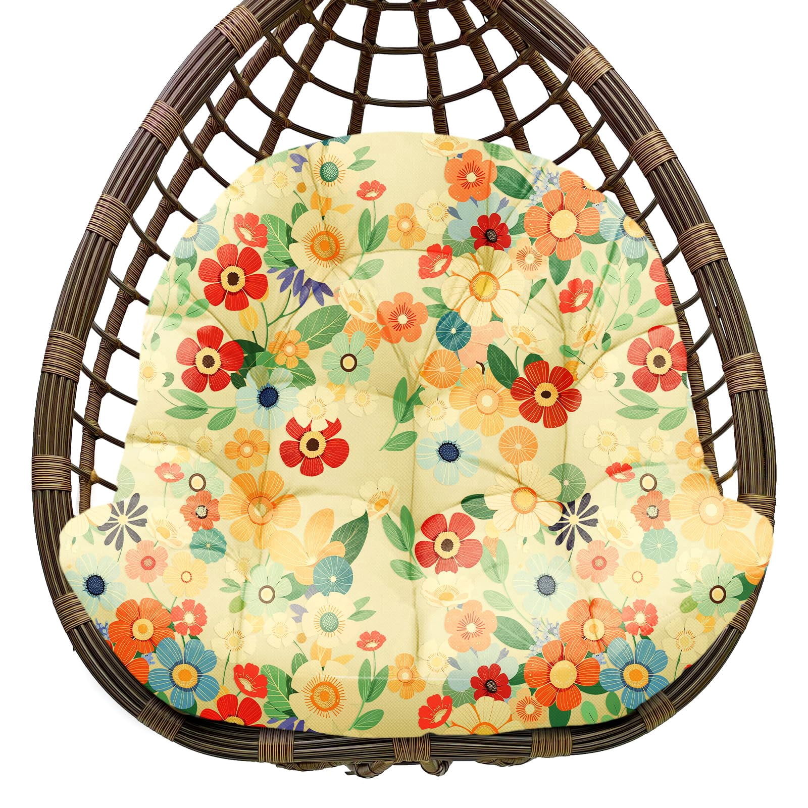 Waterproof Egg Chair Cushion Replacement Outdoor Hanging Egg Chair Cushion 47x35x7 Inches Thicken Couch Cushions with Ties, Blue Enchantress