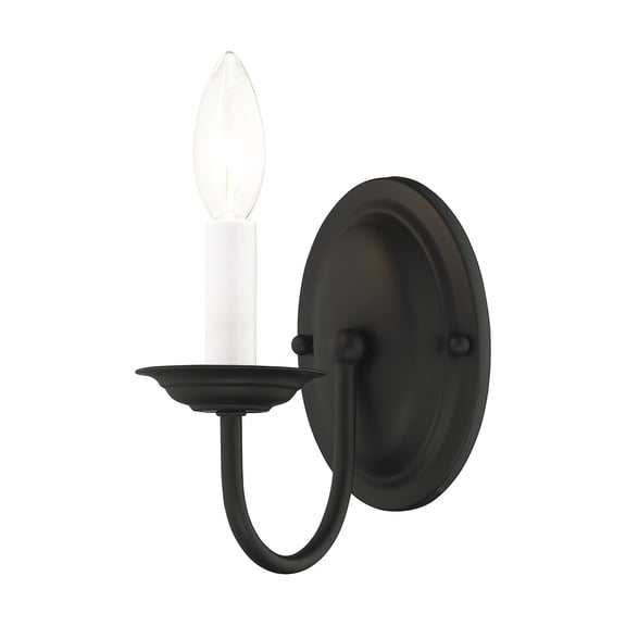 4151-04 Livex Lighting Home Basics - 1 Light Wall Sconce in Farmhouse Style - 4.25 Inches wide by 7 Inches high-Black Finish