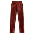 thumbnail image 3 of iiniim Girls Boys Mermaid Leggings Shiny Metallic Fish Scale Skinny Tights Yoga Dance Pants 2-12 Burgundy 11-12, 3 of 7