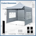 thumbnail image 3 of Costway 10 x 10 FT Pop up Canopy Tent with Sidewalls & Awning, Wheeled Bag, Sandbags, Stake Gray, 3 of 10