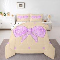 Castle Fairy Polka Dots Bowknot Twin Comforter Sets,Vintage Cartoon Bowtie Bedding Set