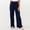 Dark Blue wide leg high waisted pants a1, variant on Cagogo Women Wide Leg High Waisted Pleated Casual Loose Long Pants Trousers Travel Summer Flowy Beach Lounge Palazzo Fashion Clothes, Black 2XL