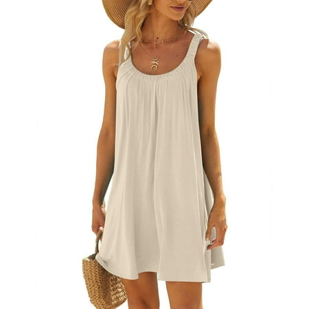 Clearance & Promo Women s Beach Dress Bikini Cover Up Casual Vacation Short Summer Dresses for Comfortable Beachwear or Poolside Outfits Beauty Gifts|95%Polyester 5%Spandex Beige Sopatenor