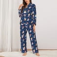 thumbnail image 2 of Rateoe Winter old man Playtime Pattern Womens Pajamas Set Long Sleeve Sleepwear Button Down Nightwear Soft Cotton Pj Lounge Sets-, 2 of 7