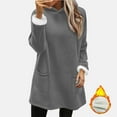 thumbnail image 4 of Long Hoodie for Women with Sherpa Fleece Lined Front 2 Pockets Thick Warm Winter Loose Tunic Sweater Pullover Tops (XL, Gray), 4 of 4