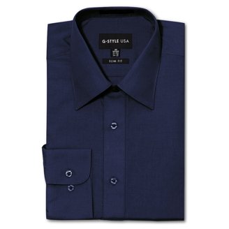 walmart slim fit dress shirts George Men's Slim Fit Dress Shirt, Stretch Fabric, Long Sleeve