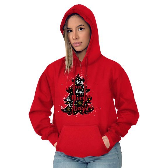 Xmas May Your Days Be Merry Bright Women Plus Size Graphic Pullover Hoodie Brisco Brands 5X