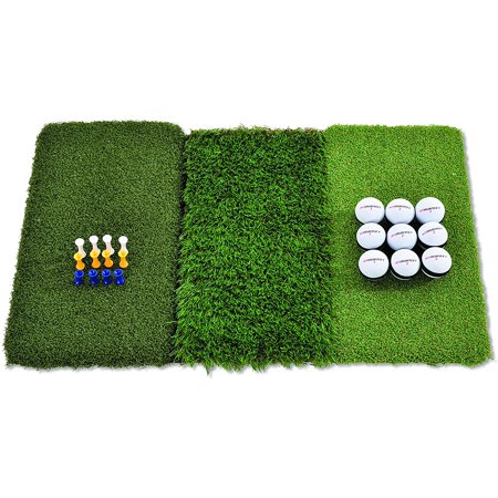 UPC: 0858720005740 | Rukket Sports Tri-Turf Golf Hitting XL Mat with Adjustable Tees and 12 Foam Golf Balls