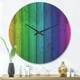 thumbnail image 2 of Designart 'Rainbow Colors On Wooden Planks' Modern Wood Wall Clock, 2 of 5