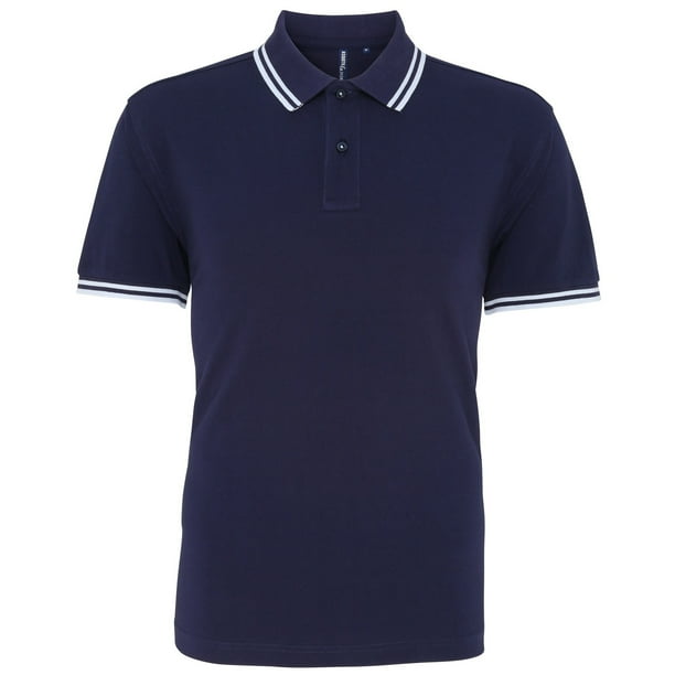 Asquith & Fox - Polo de manga corta ajuste clasico Modelo Tipped hombre caballero (Marino/Blanco)