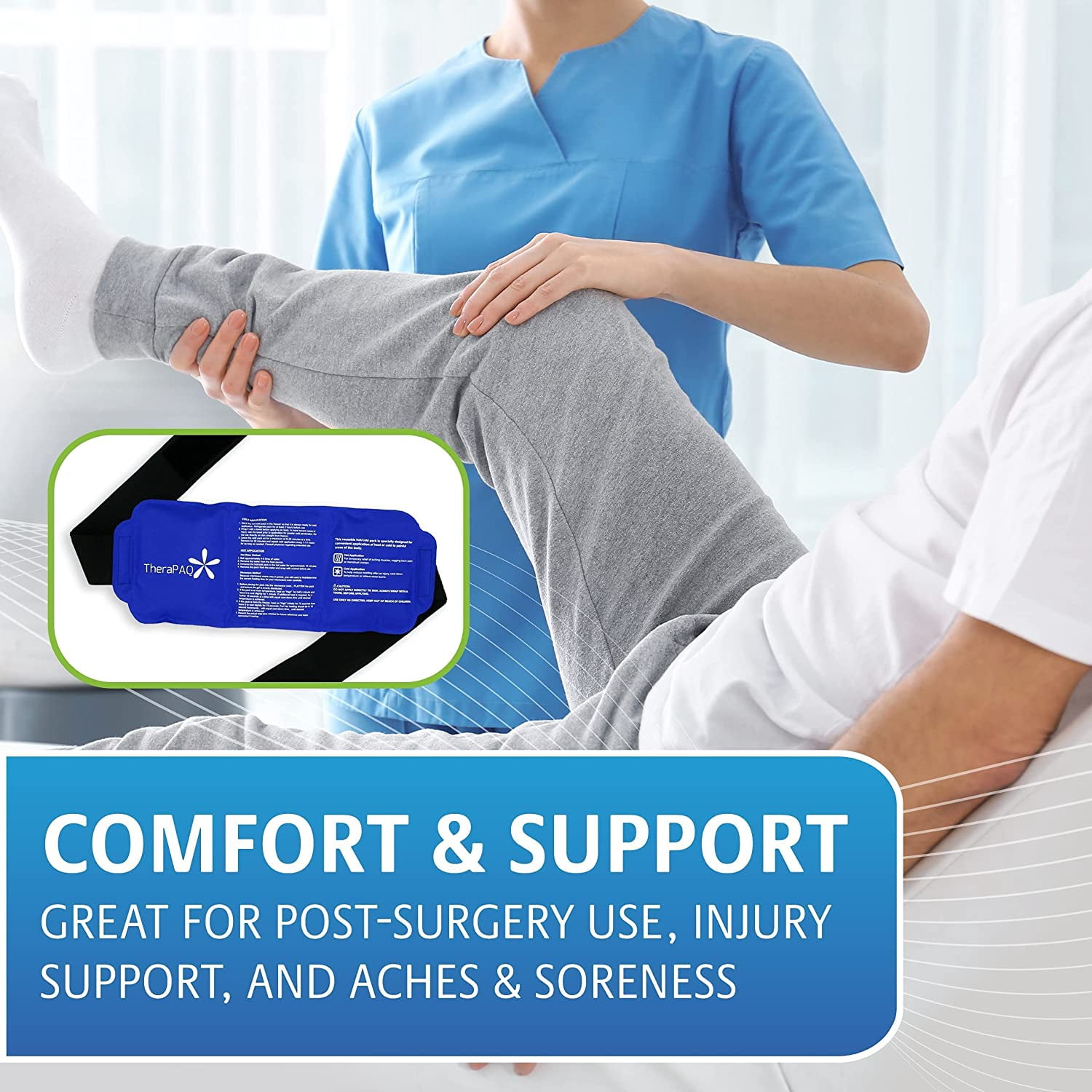 TheraPAQ Ice Packs for Injuries Reusable Version - Adjustable 14 x 6 Inch Hot and Cold Gel