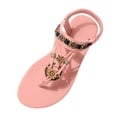 thumbnail image 4 of Women's Bohemian Elastic Back Strap Flat Flip Flops Fashion Beaded Lightweight Non Slip Tong Sandals Pink Size 7, 4 of 6