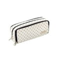 thumbnail image 1 of Back to school Pencil Case Big Capacity Handheld 3 Compartments Pencil Portable Large Storage Canvas Pencil Bag For Boys Girls Adults Students Business (Black Dots), 1 of 9