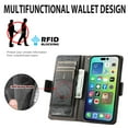 thumbnail image 4 of For iPhone Air Leather Phone Case Wallet Folio Flip Cover Casual Business, [RFID Blocking] Multi Hidden Anti-theft Card Holder Cash Slot, Side Magnetic Buckle, Stand Support,Black,For iPhone Air, 4 of 6