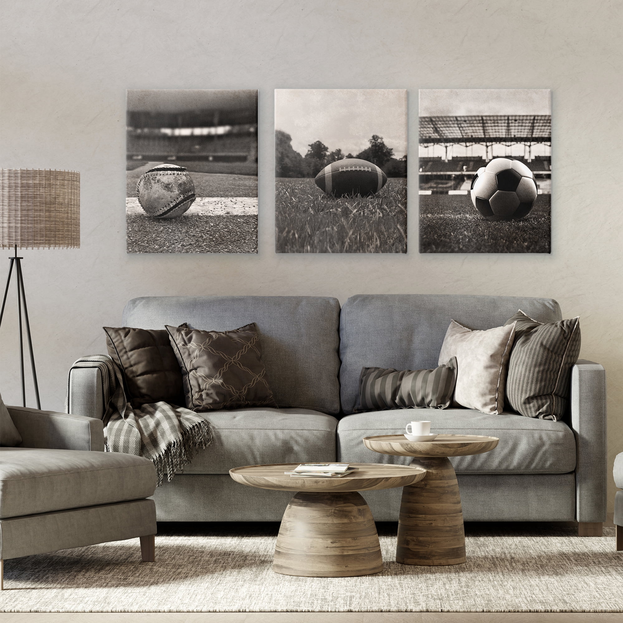 Stupell Industries Vintage Sports on Field 3 Piece Canvas Wall Art Set, design by Marcus Prime