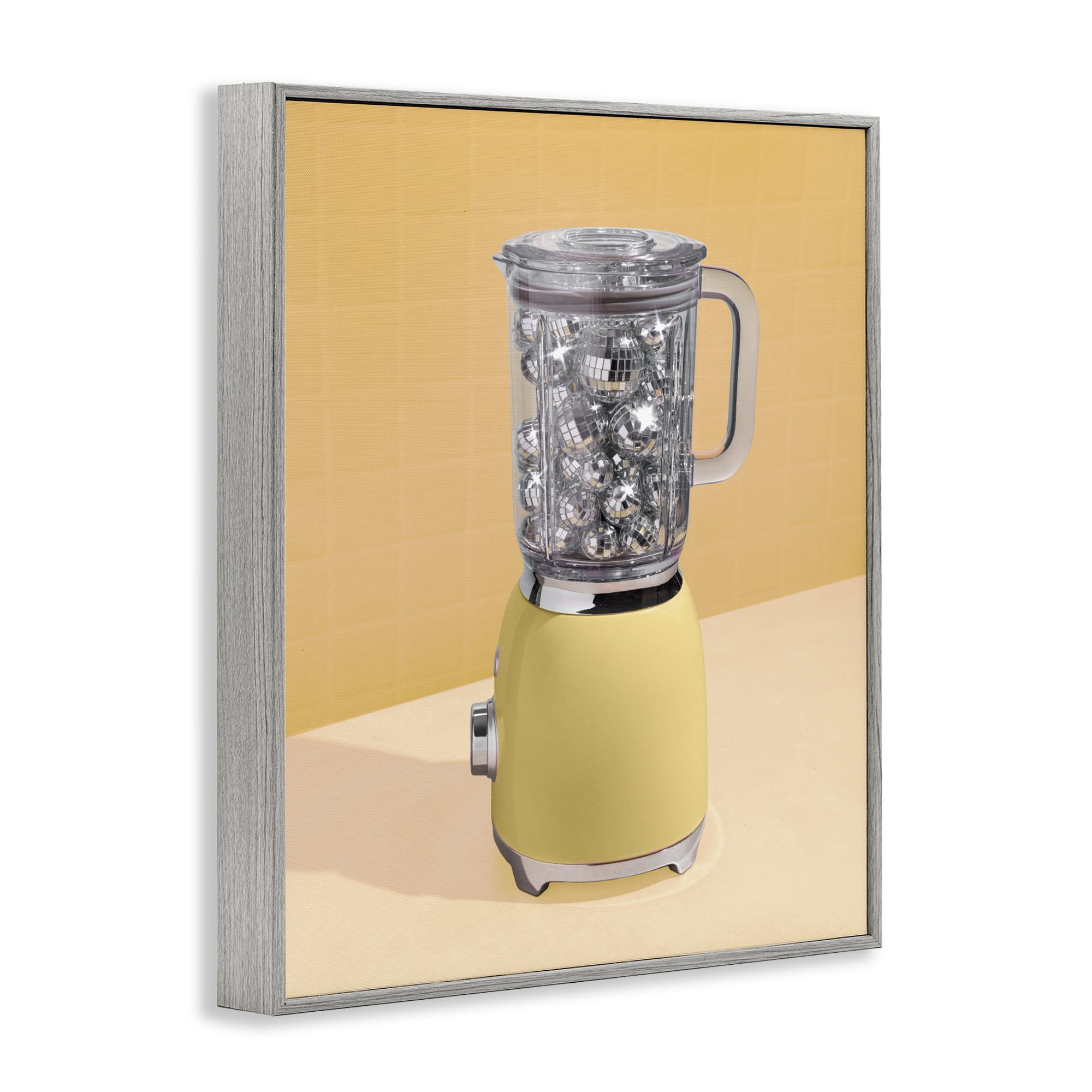 Stupell Industries Disco Drink Blender over Yellow Gray Framed Giclee Art, design by LISH Creative