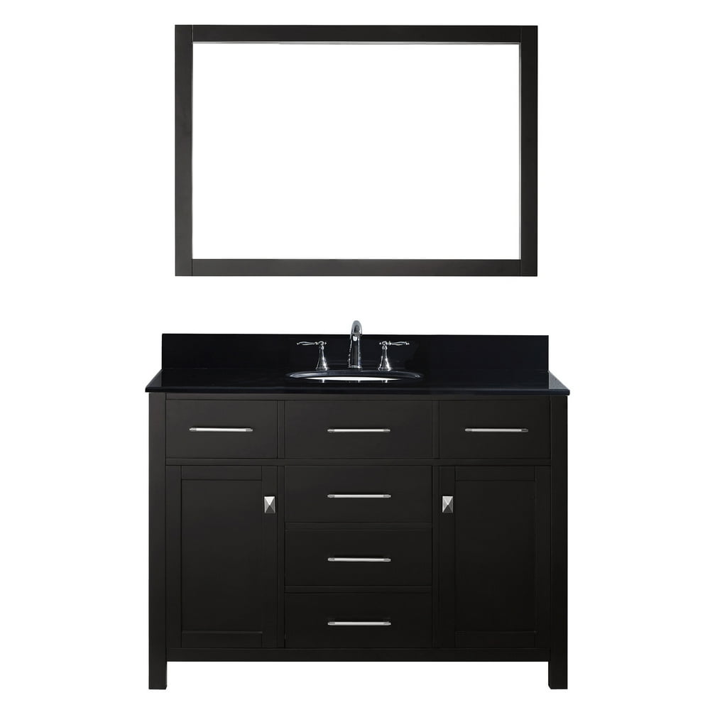 Caroline 48" Single Bath Vanity in Espresso with Black Galaxy Granite Top and Round Sink with