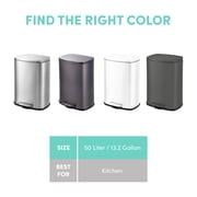 Qualiazero Kitchen Trash Can, 13.2 Gallon Stainless Steel Step Garbage Bin with Soft Close Lid, Silver