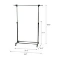 IRIS USA Extendable Single Rod Clothes Rack, Garment Rack, Clothing Rack w/Lockable wheel