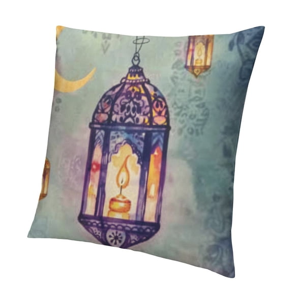 SHANXI Ramadan Mubarak Throw Pillow Covers Linen Mosque Lattern Decor Ramadan Kareem Cushion Case Ramadan Decorations for Home Couch Sofa Outdoor 12x12in