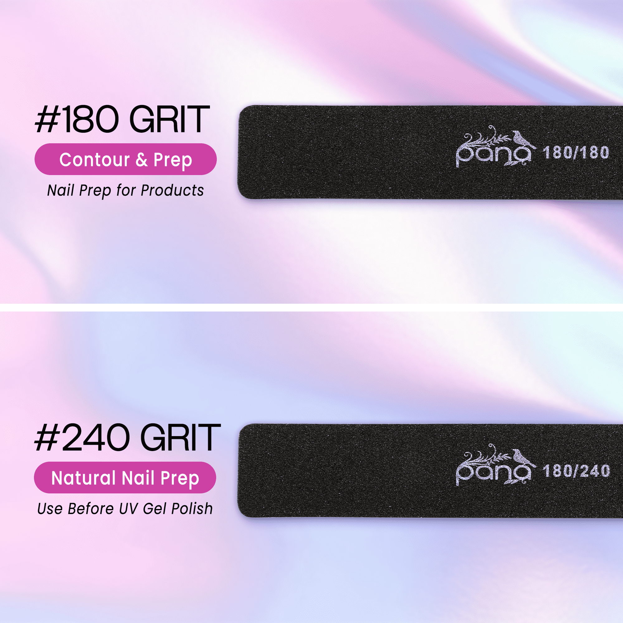 50pcs - PANA Jumbo Double-Sided Emery Nail File for Manicure, Pedicure, Natural, and Acrylic Nails - Black (Grit 60/60)