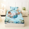 thumbnail image 4 of Erosebridal Ocean Jellyfish Turtle Print Twin Sheet Sets,First Letter J Blue Cute Axolotl Bedding For Kids 3pcs, 4 of 6