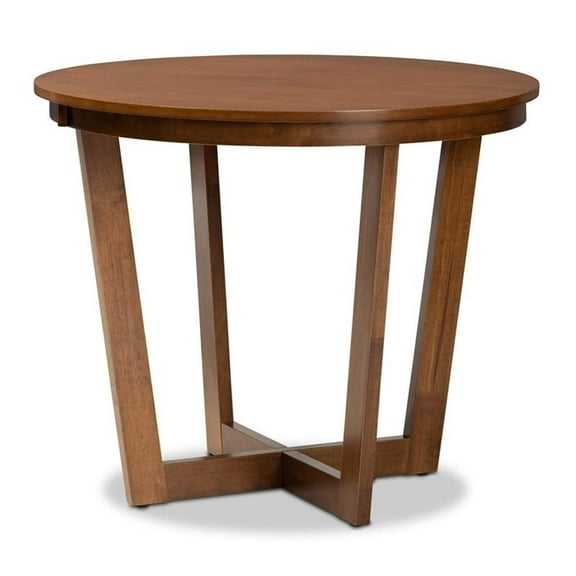 Bowery Hill Walnut Finished 35-Inch-Wide Round Wood Dining Table