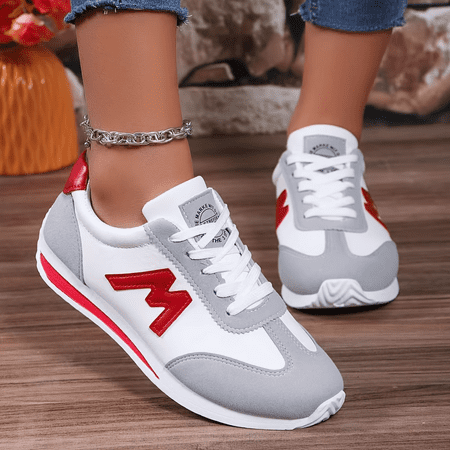 

SHENZHYIXINC Women‘s Stylish Lace Up Platform Casual Sneakers - Soft Sole Walking Shoes with Letter Decor Low-top Running Trainers