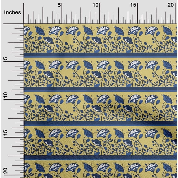 oneOone Viscose Chiffon Medium Yellow Fabric Leaves|Duck & Floral Artistic Fabric For Sewing Printed Craft Fabric By The Yard 42 Inch Wide