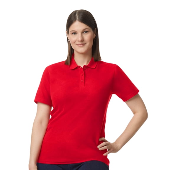 Gildan Women’s Polo Shirt Short-Sleeve Polo Shirt 100% Ring-Spun Cotton Softstyle Semi-Fitted Polo Shirt (Cherry Red, M)
