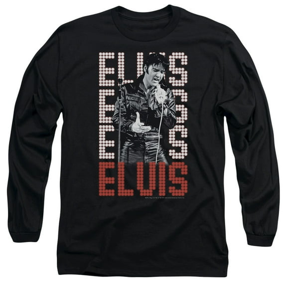 Trevco ELV769-AL-4 Elvis Presley & 1968-Long Sleeve Adult 18-1 T-Shirt, Black - Extra Large