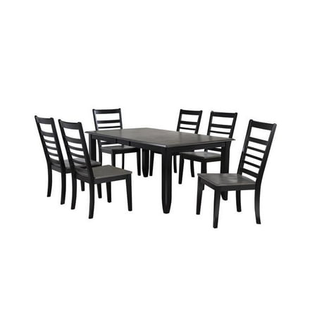 Extendable Table And 6 Chairs Sunset Trading DLU-EB4272-C100-7PC Tempo Brook Dining Set with Extendable Table, Six Ladder Back Chairs, Grey & Antique Black - 7 Piece ()