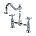 thumbnail image 1 of Kingston Brass KS1171BEX 8 in. Robinet de Cuisine Moins Pulvérisateuravec Poignée Croisée Classique, Chrome, 1 of 5