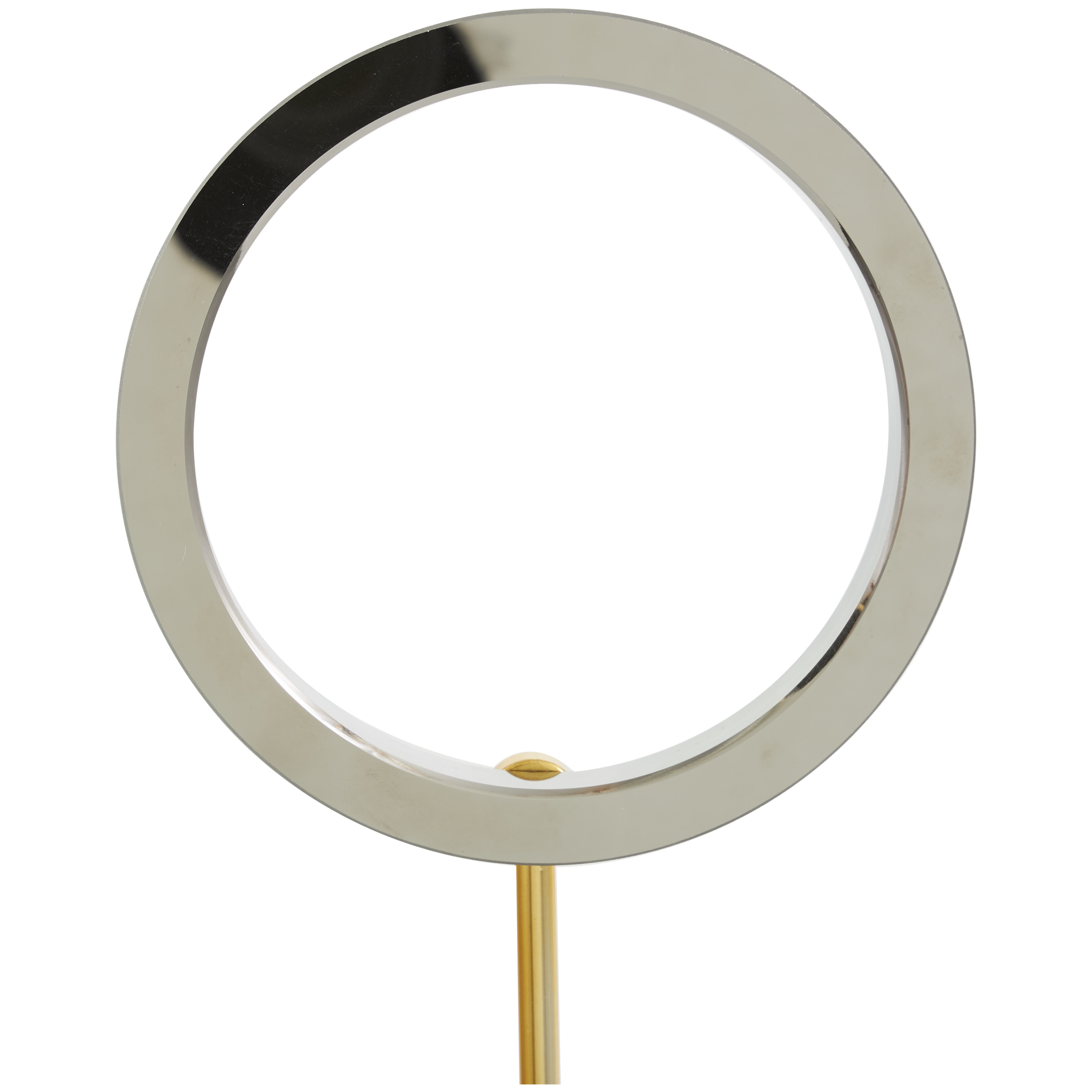20", 16"H Silver Glass Round Hoop Geometric Sculpture with Gold Stands and Clear Cylinder Bases, by DecMode (2 Count)