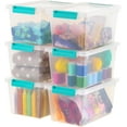 thumbnail image 1 of L ( US Qt) Large Clip Box Clear Plastic Storage Container Bins with Latching Lids Organizing Container for Home Office and School Supplies Stackable Seafoam Buckles, 1 of 6
