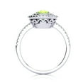 thumbnail image 3 of SuperJeweler 1 1/2 Carat Oval Shape Peridot and Double Halo Diamond Ring In Sterling Silver For Women, 3 of 5