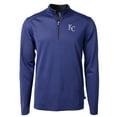 thumbnail image 2 of Men's Cutter & Buck  Blue Kansas City Royals Big & Tall Virtue Eco Pique Micro Stripe Recycled Quarter-Zip Pullover Top, 2 of 3