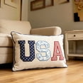 thumbnail image 6 of Luckky USA Patriotic Lumbar Throw Pillow,Red White Blue Embroidered Floral Decorative Pillow,Soft Accent Cushion for Home Sofa,Couch,Bedroom,Holiday & Patriotic Decor, 6 of 6