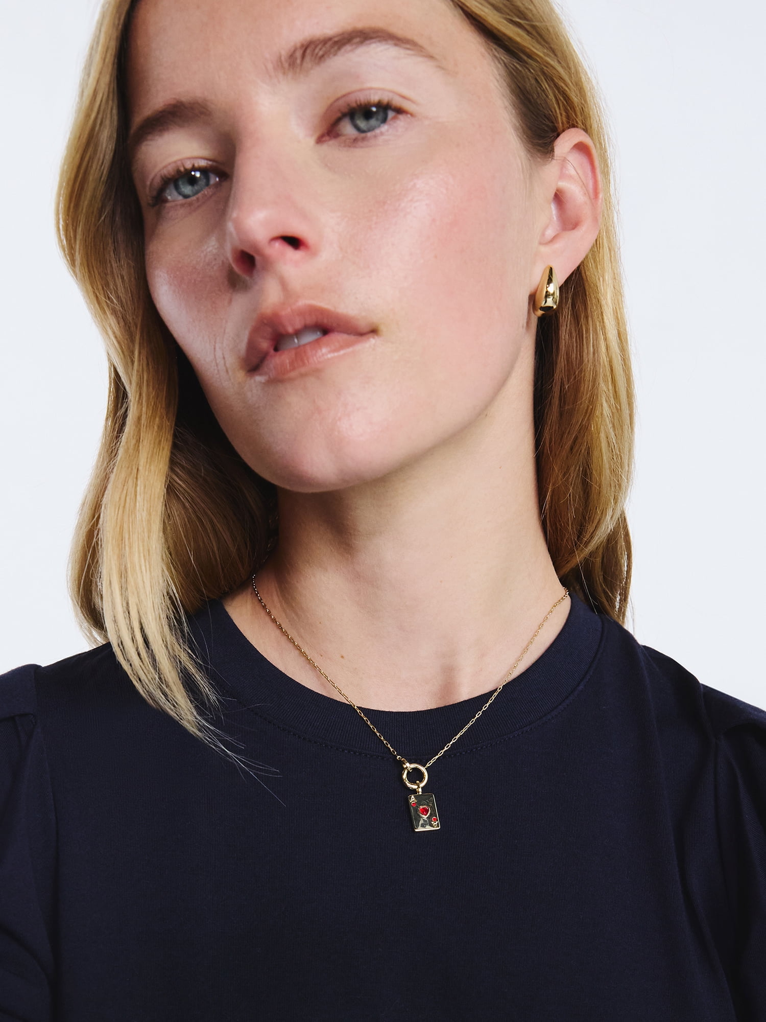 Free Assembly Women's Demi Fine 14K Gold Plated Playing Card Charm Necklace, 16" + 2" Extender