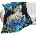 thumbnail image 2 of Horse Blanket White Horse Fleece Throw Blanket Fuzzy Plush Super Soft Cozy Warm Horse Decor Animal Bedding Blanket Gifts for Boys Girls Kids Adult Men Women Horse, 2 of 7