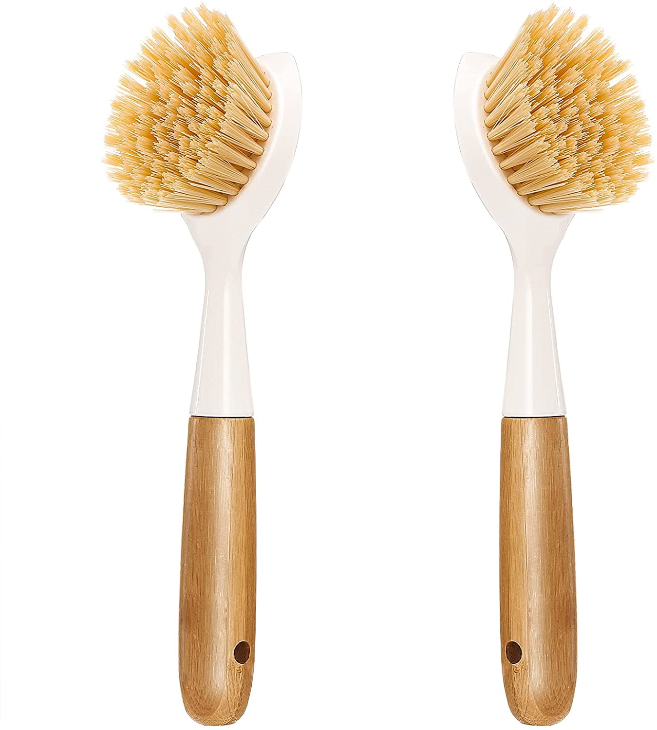 SUBEKYU Dish Brush with Handle, Natural Bamboo Dish Scrubber Brush, Kitchen  Dishwashing Brush for Cleaning Dishes/Pans/Pots/Sinks, Built-in Scraper,  Sisal Bristles, 1P - Yahoo Shopping
