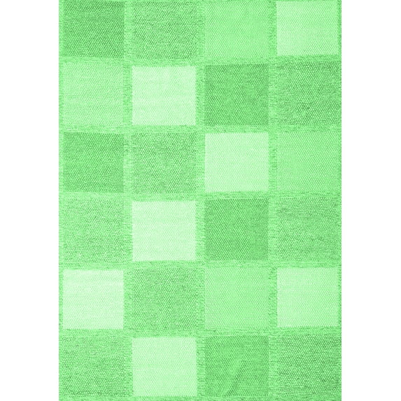 Ahgly Company Indoor Rectangle Checkered Emerald Green Modern Area Rugs, 7' x 10'