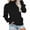 Black, variant on Womens Blouse Solid High Neck Long Sleeve Pocket Warm Soft Cotton Top Red Size S