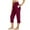 Wine, variant on Hrsba Casual Womens Pants,Womens Pants Casual Solid Color 7/8 Length Pants with Pockets Ruched Detail Elastic Waist Athletic Pants for Home and Sports,Size XXL